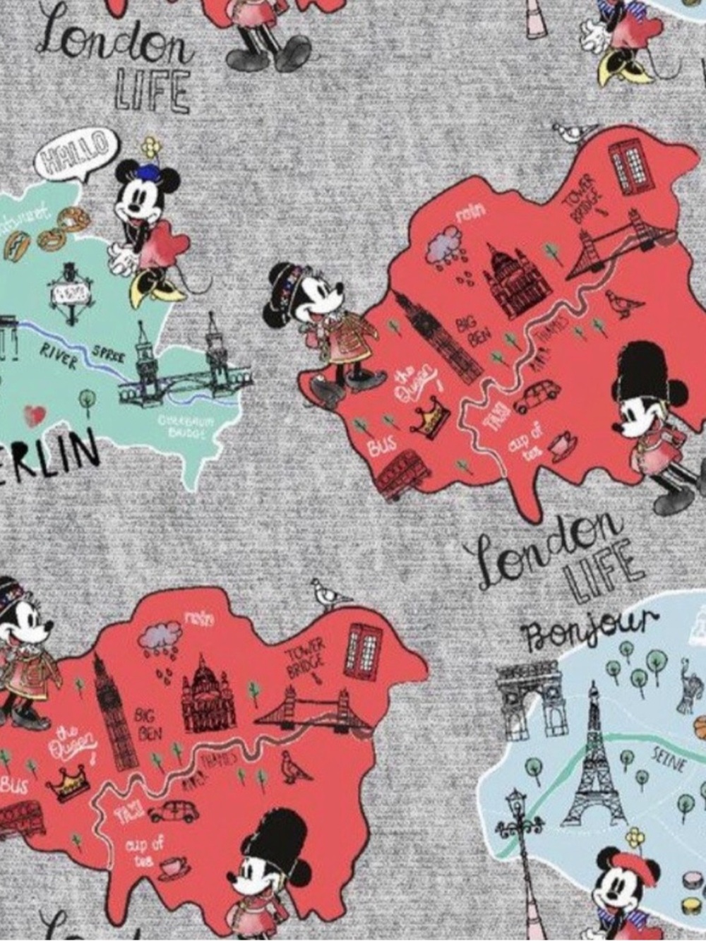 Disney Mickey & Minnie Travels |  Cotton Fabric | 1 Yard